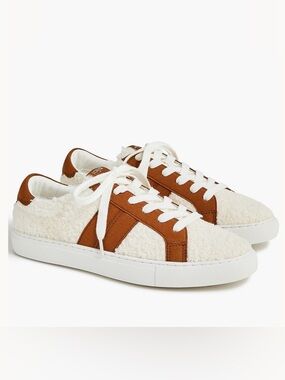 J Crew Coffee Candy Shearing Striped Sherpa Road Trip Sneakers